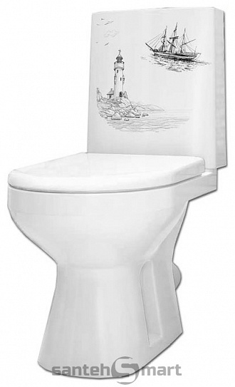 Унитаз-компакт Оскольская керамика Леда-Антивсплеск Люкс (декор маяк)