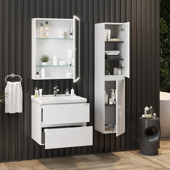 Тумба под раковину Эвада 60 подвесная, белая (рак.150179 в комплект не входит) Onika 106156