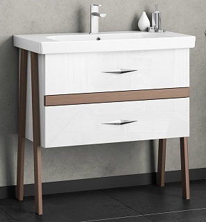 Тумба без раковины Smile Флорида 85 белый/светлый орех