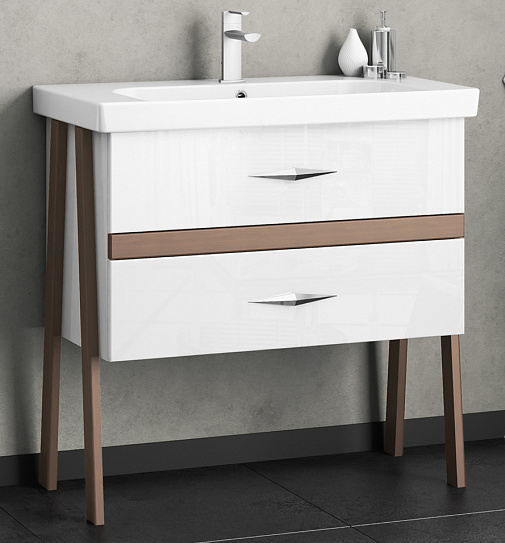 Тумба без раковины Smile Флорида 85 белый/светлый орех