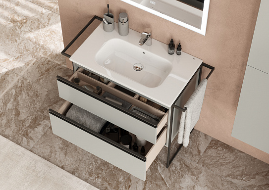 Тумба под раковину Roca Domi 80 2 ящика серый матовый ZRU9307874