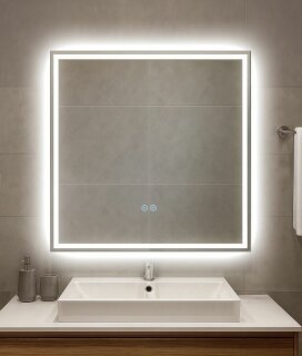 Зеркало с подсветкой и термообогревом 80 см Caiman Solo Eco