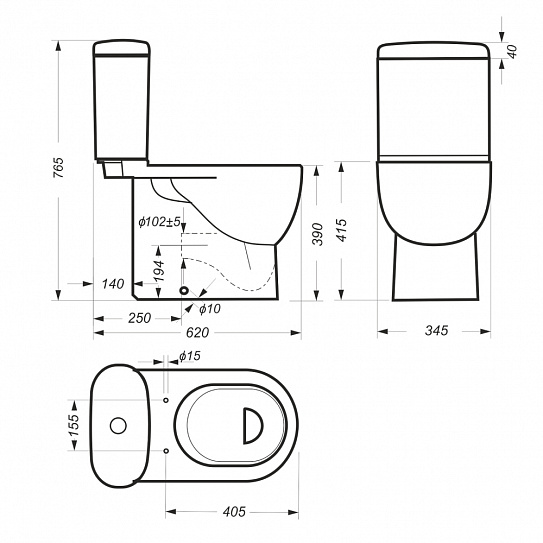 Унитаз-компакт Sanita Luxe Art дюропласт, микролифт WC.CC/Art/2-DM/WHT.G/S1