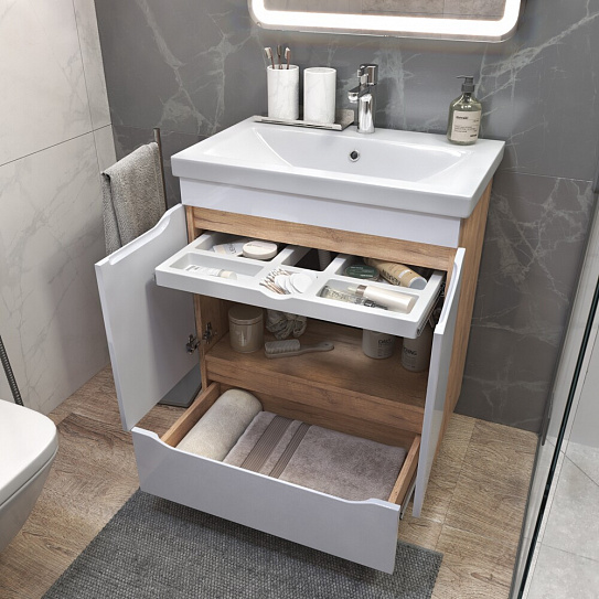 Тумба под раковину GRANI 700-2-1 дуб золотой VIGO 285 (рак.124295 в комплект не входит)