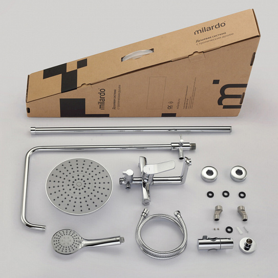 Душевая система с тропическим душем Milardo Enjoy хром глянцевый ENJSB3FM06