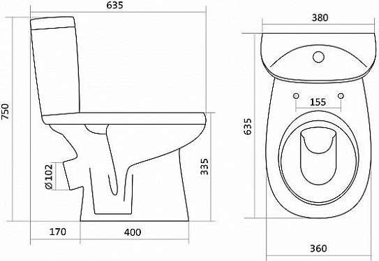 Чаша унитаза Сантек Анимо косой выпуск 1WH110393