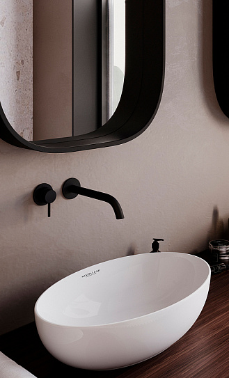 Раковина на столешницу накладная 53 см овальная Sanita Luxe Ringo Slim 53х33