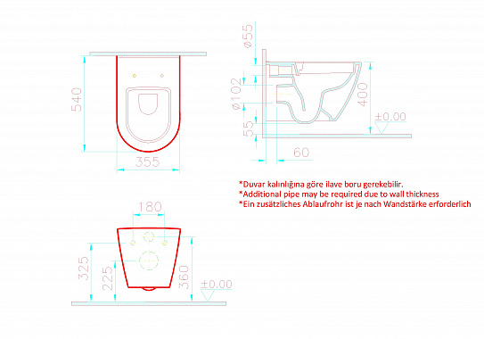 Инновационный безободковый унитаз VitrA Nest QuantumFlush c ламинарным потоком 7870B403-0075