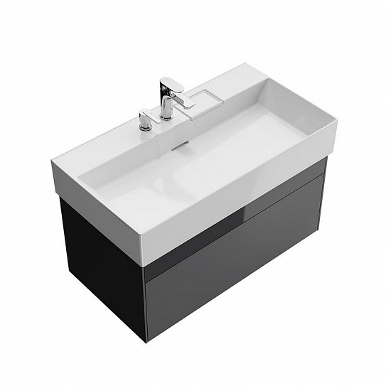 Тумба LOGICA подвесная 2 ящика 90см, стальной серый Kerama Marazzi LOG.90.2/ST