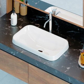 Раковина на столешницу врезная Sanita Luxe Infinity Inside 60см INF60SLWB01I, прямоугольная, фарфор