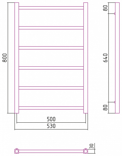Полотенцесушитель комбинированный Сунержа Модус-ПРОФИ 800x500