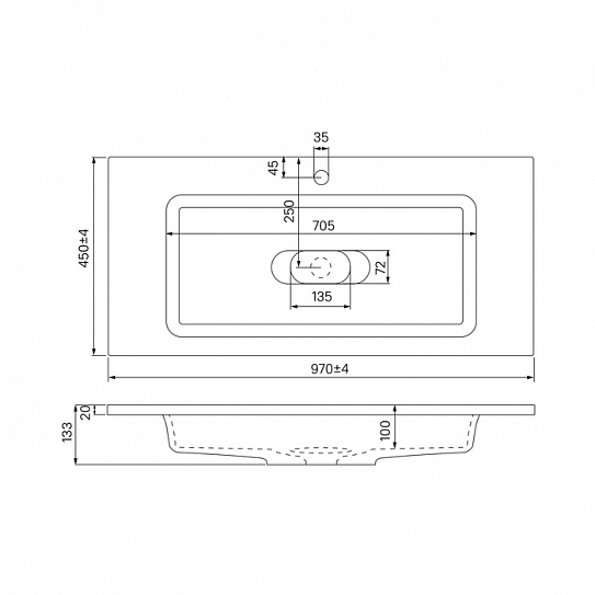 Умывальник мебельный 100 см, IDDIS Optima Home 4501000i28