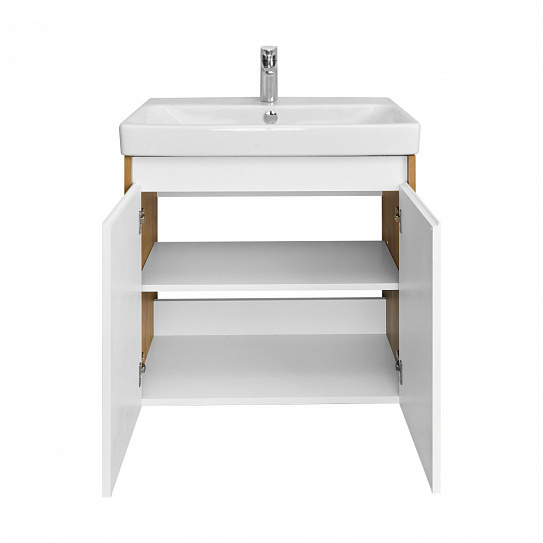 Тумба под раковину AQUATON Сканди Doors 70 белый глянец/дуб рустикальный 1A278901SDZ90