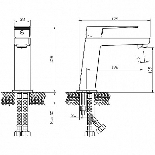 Смеситель для умывальника RUSH Thira TR3635-12Black