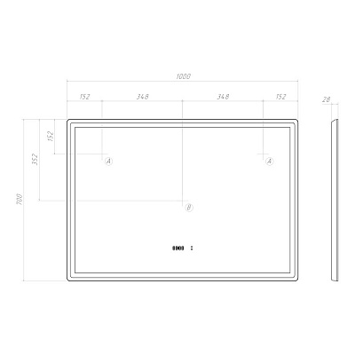 Зеркало в ванную 100х70 VIGO GEOMETRY LUXE 1000 на взмах