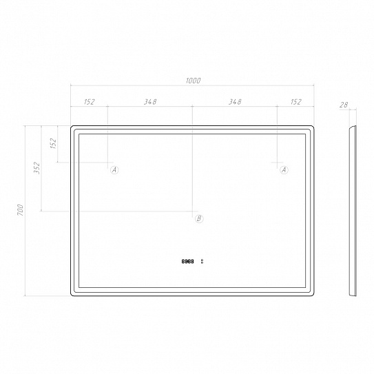 Зеркало в ванную 100х70 VIGO GEOMETRY LUXE 1000 на взмах