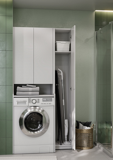 Шкаф - колонна 31 см Aquaton Лондри белая, узкая 1A260603LH010