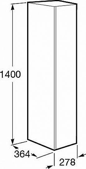 Шкаф-колонна правый 1400 мм, UP 278x364x1400 мм, с бутылочницей, белый глянец Roca ZRU9303014