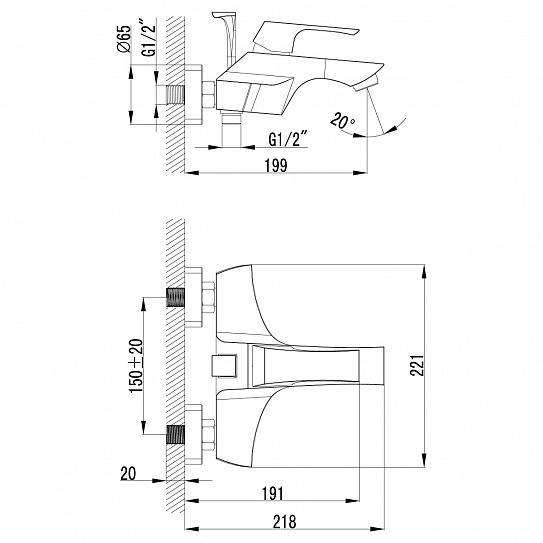 Смеситель для ванны Lemark Unit LM4502C
