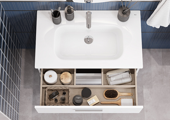 Тумба под раковину Roca Victoria 80 белый глянец 2 ящика A857470806