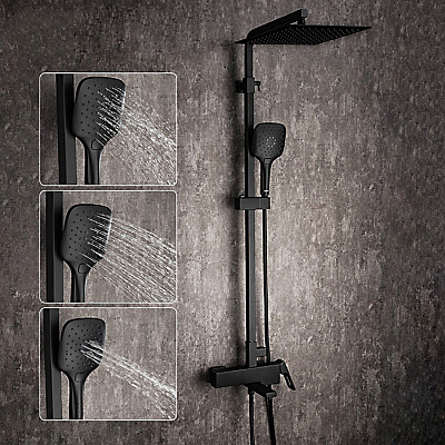 Душевая система с тропическим душем и смесителем Gappo G2417-6 латунь, цвет черный матовый