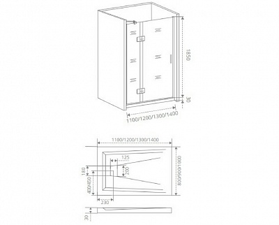 Душевое ограждение Good Door SATURN WTW-1300-C-CH-R (правое)