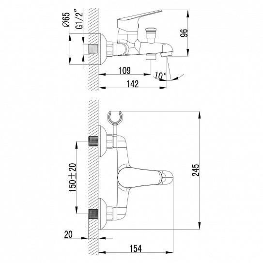 Смеситель для ванны Lemark Partner LM6552C