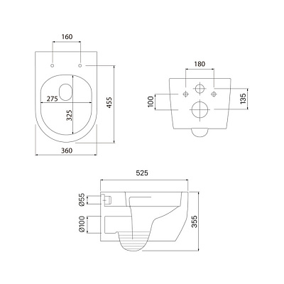 Подвесной унитаз (Aiger) с инсталляцией и клавишей хром Basic IDDIS BASAI01i73
