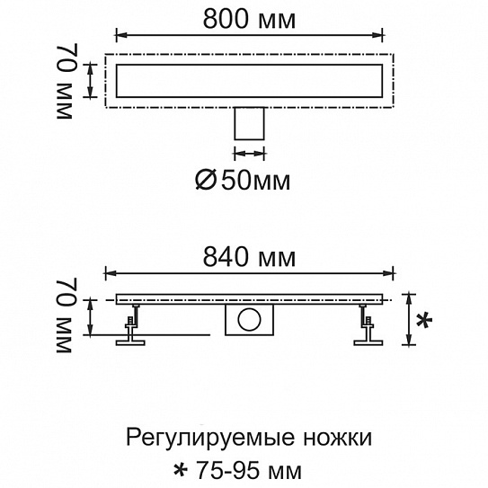 Душевой трап 80*7 GERHANS комбинированный затвор K80107-80