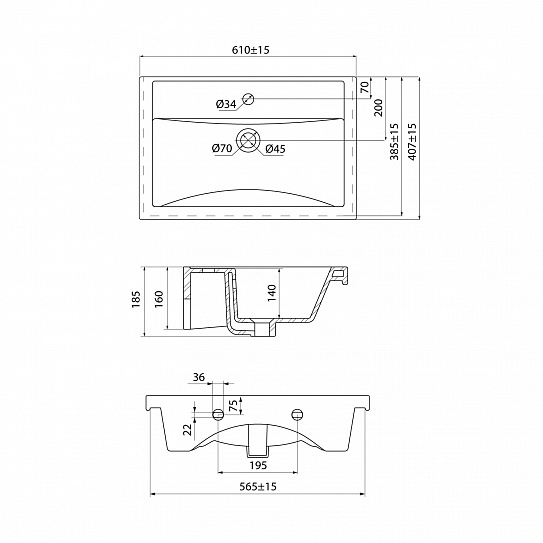 Умывальник мебельный 60 407 IDDIS Optima Home 4076000i28