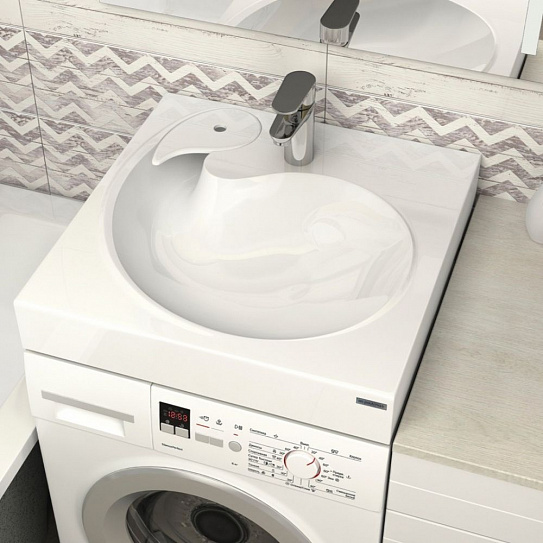 Раковина над стиральной машиной 60х60 Paulmark Winken PM740431, с комплектом, литьевой мрамор