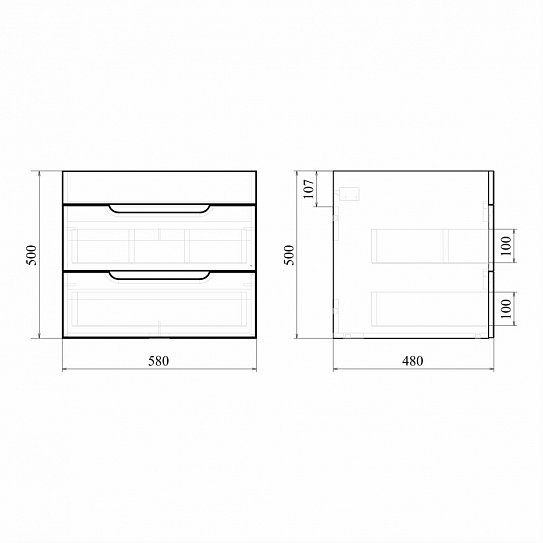 Тумба подвесная MIRSANT Soho Quadro 60 (раковина Deep-60) (рак.264491 в комплект не входит)