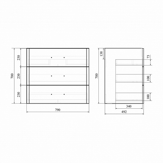 Тумба напольная 3 ящика MIRSANT Fuji 80 УТ000043816 (раковина Deep-80) (под рак.262520)