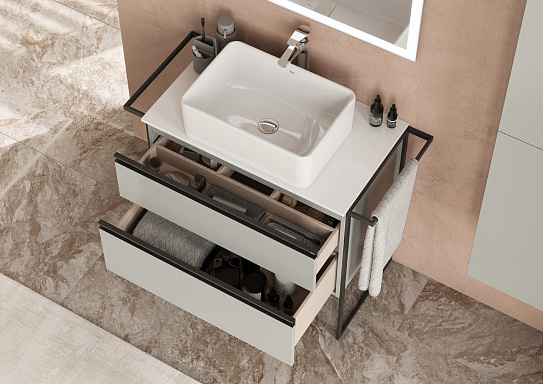 Тумба под раковину Roca Domi 80 2 ящика серый матовый ZRU9307874