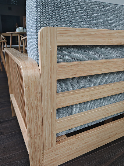 Диван на каркасе из бамбука с подушками Nature Bamboo+ Grey Fabric 1340 FN-060D-1
