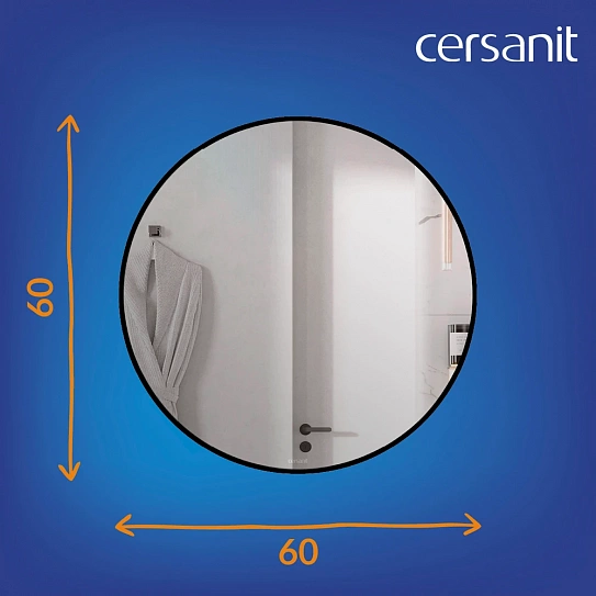 Зеркало круглое с подсветкой 60х60 Cersanit ECLIPSE smart 64146 в черной рамке
