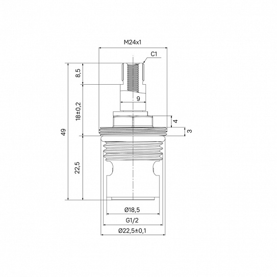 Кран-букса для смесителя, керамика, пластик, 90°, 20 зубцов, G1/2