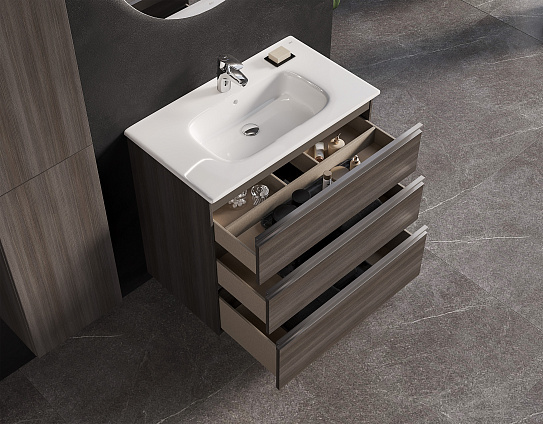 Тумба под раковину Roca The Gap 80 городской дуб 3 ящика A857406402