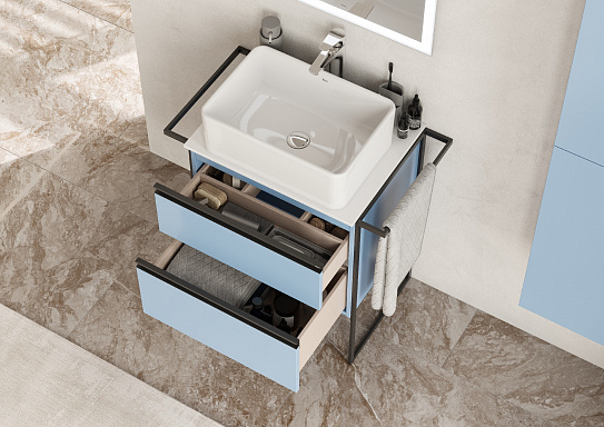 Тумба под раковину Roca Domi 60 2 ящика небесный синий матовый ZRU9307870