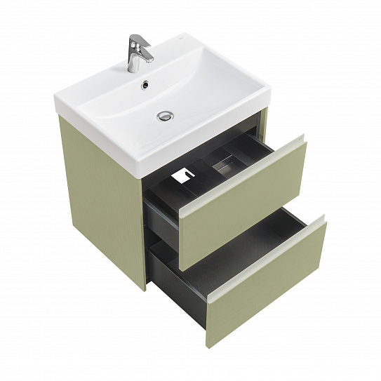 Тумба под раковину Roca Ona Olive 600 оливковый матовый, 2 ящика, ZRU9307859