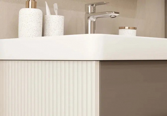 Тумба с раковиной 85 см подвесная AQUATON Ар-Деко 85, кашемир