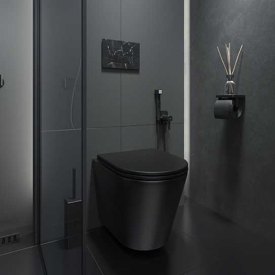 Унитаз подвесной черный матовый безободковый Iddis Calipso CALR3BMi25