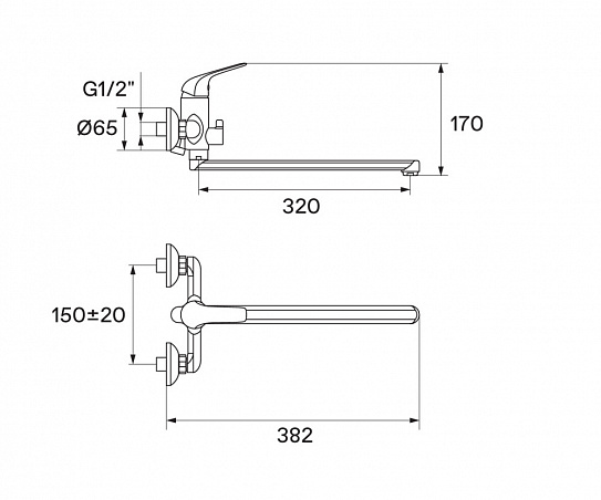 Смеситель для ванны Santek Нико с длинным изливом WH5A12005C001