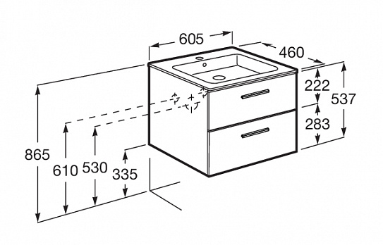 Тумба под раковину Roca Victoria 60 городской дуб 2 ящика A857468402