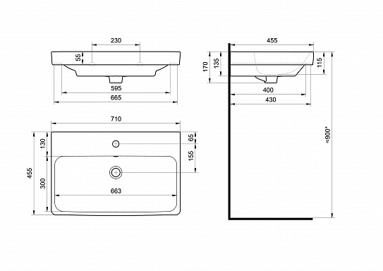 Тумба с раковиной AQUATON Сканди Doors 70 белый глянец/дуб верона 1A278901SDB20