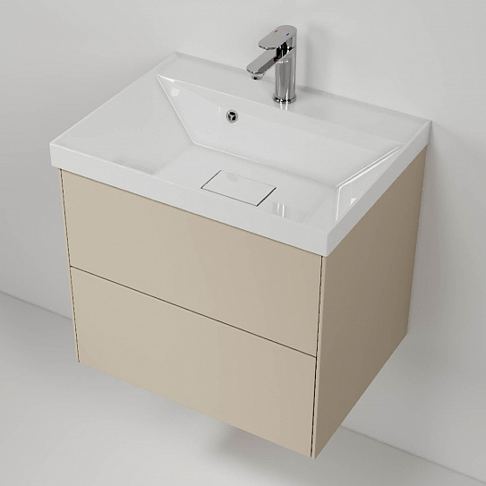 Тумба подвесная 2 ящика MIRSANT Ultra 60 УТ0000112439 бежевая матовая (раковина Style 60, Next)