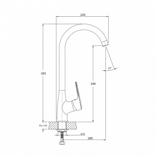 Смеситель для кухонной мойки RUSH Devon DE7535-22