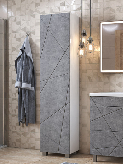 Шкаф пенал в ванную 45 см серый VIGO Geometry 450, цвет бетон