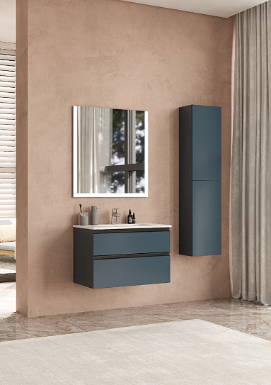 Тумба под раковину Roca Domi 80 2 ящика синий матовый ZRU9307868