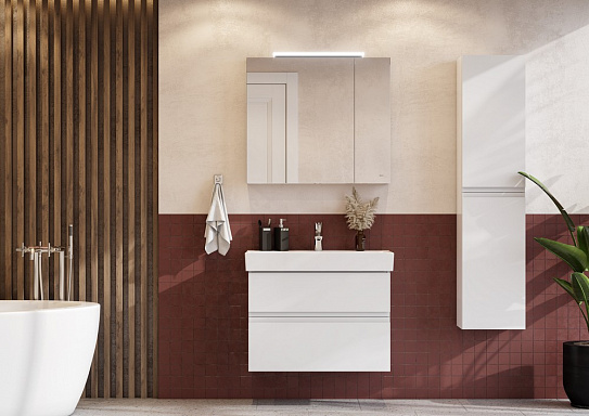 Тумба с раковиной Roca Oleta 80 белый матовый, 2 ящика, A857640501